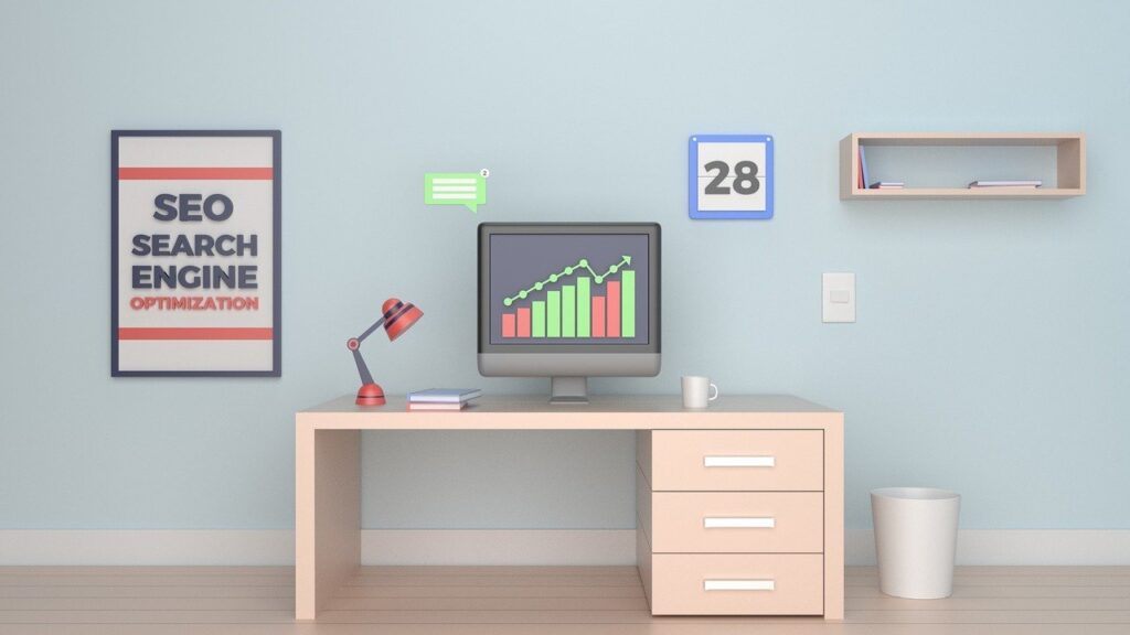 SEO graphic computer charts desk